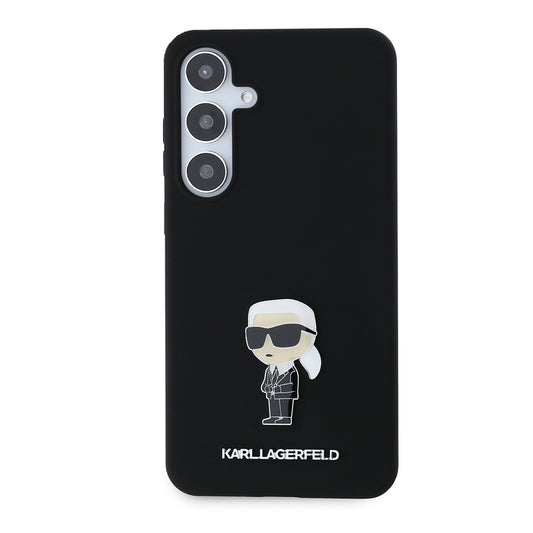 Tok Samsung Galaxy S24+ S926-hoz, Karl Lagerfeld, Silicone Ikonik Karl Metal, Fekete