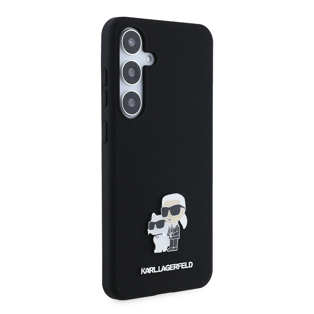 Tok Samsung Galaxy S24+ S926-hoz, Karl Lagerfeld, Karl & Choupette Metal szilikon, Fekete