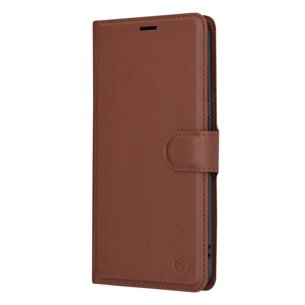 Tok Samsung Galaxy S24+ S926-hez, Techsuit, bőr folio, barna
