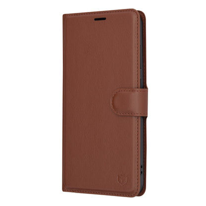 Tok Samsung Galaxy S24+ S926-hez, Techsuit, bőr folio, barna
