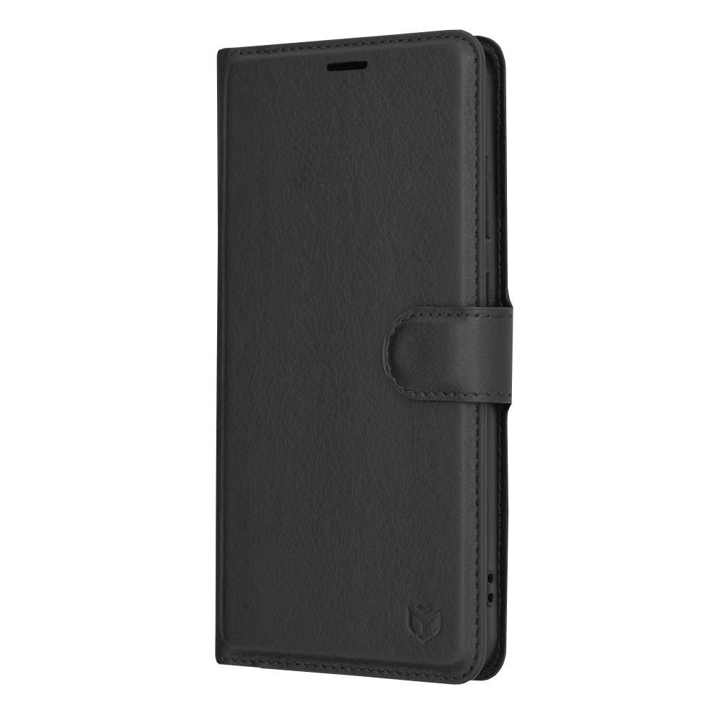 Tok Samsung Galaxy S24+ S926-hoz, Techsuit, bőr folio, fekete