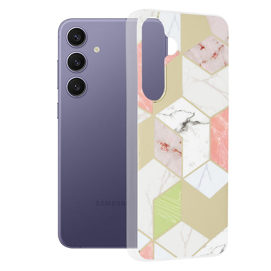Tok Samsung Galaxy S24+ S926-hoz, Techsuit, Márvány, Lila
