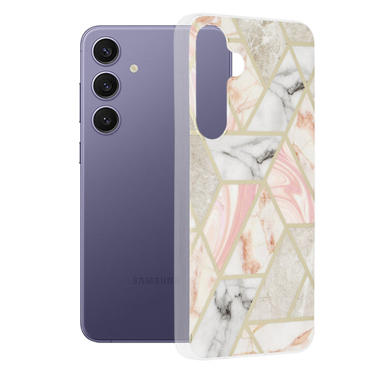 Tok Samsung Galaxy S24+ S926-hoz, Techsuit, Márvány, Rózsaszín