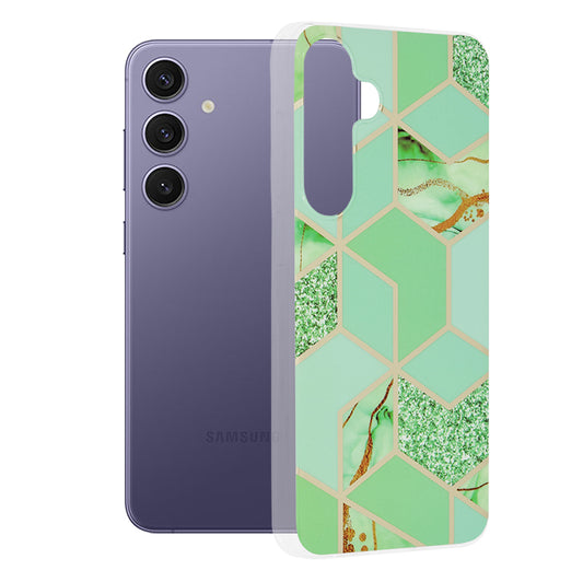 Tok Samsung Galaxy S24+ S926-hoz, Techsuit, Márvány, Zöld