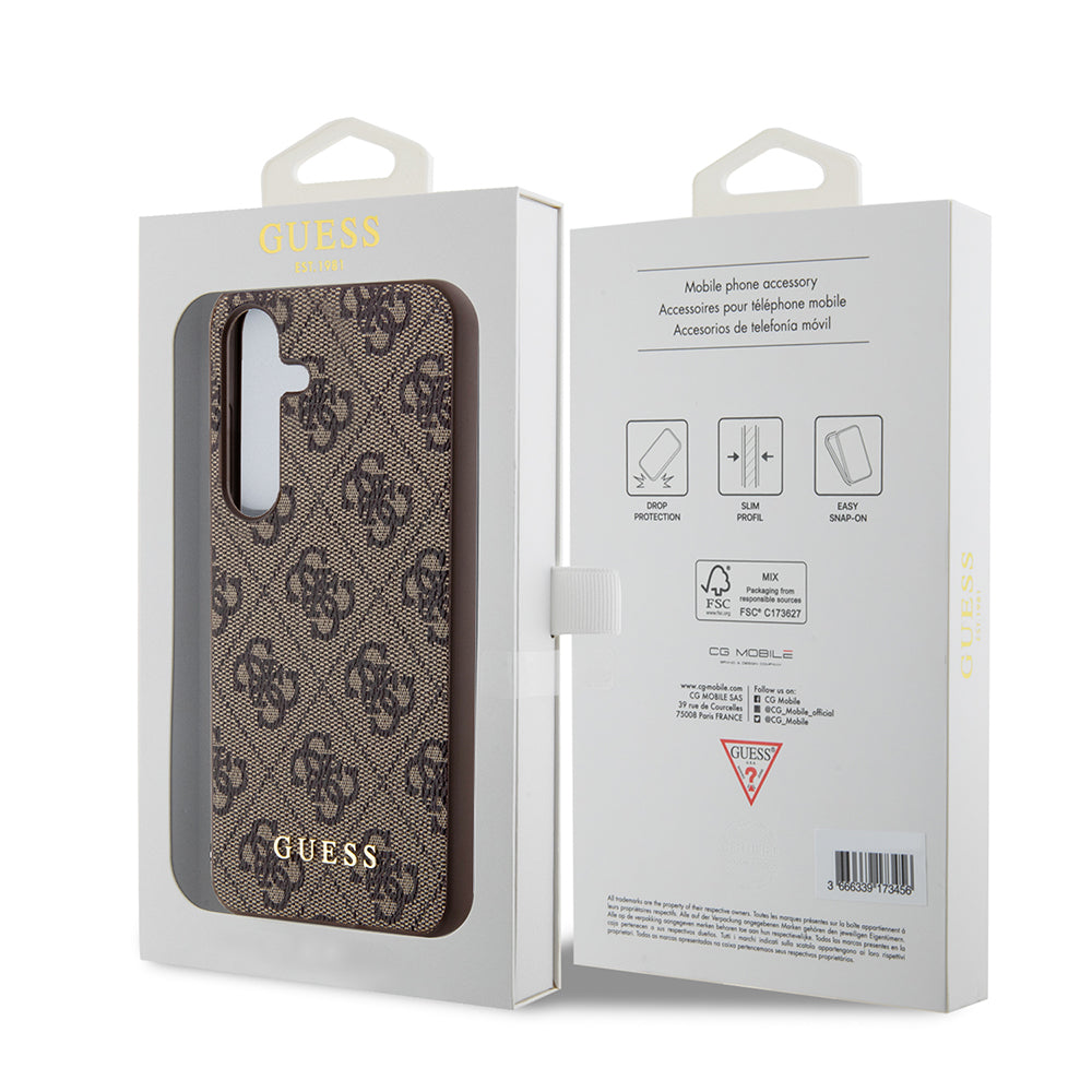 Tok Samsung Galaxy S24 S921-hez, Guess, 4G Metal Gold Logo, Barna