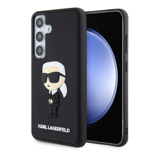 Tok Samsung Galaxy S24 S921-hez, Karl Lagerfeld, 3D Rubber Ikonik Karl, Fekete