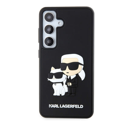 Tok Samsung Galaxy S24 S921-hez, Karl Lagerfeld, 3D Rubber Karl & Choupette, Fekete
