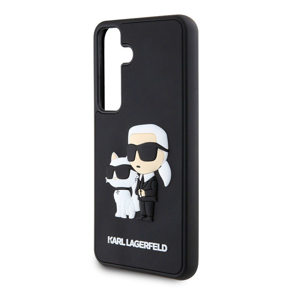 Tok Samsung Galaxy S24 S921-hez, Karl Lagerfeld, 3D Rubber Karl & Choupette, Fekete