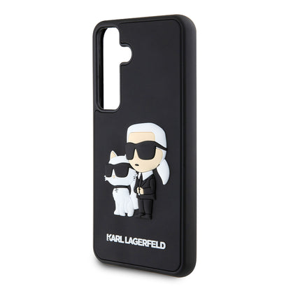 Tok Samsung Galaxy S24 S921-hez, Karl Lagerfeld, 3D Rubber Karl & Choupette, Fekete