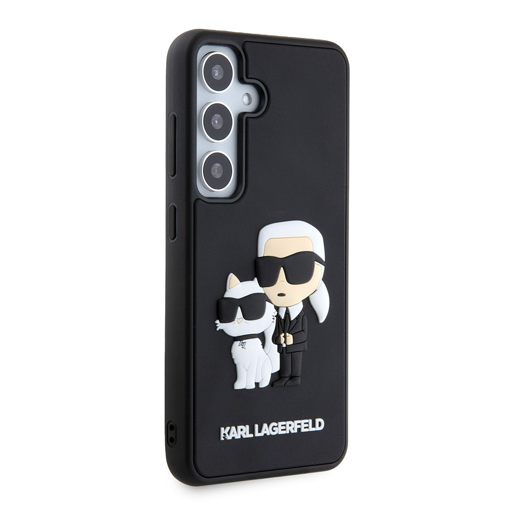 Tok Samsung Galaxy S24 S921-hez, Karl Lagerfeld, 3D Rubber Karl & Choupette, Fekete