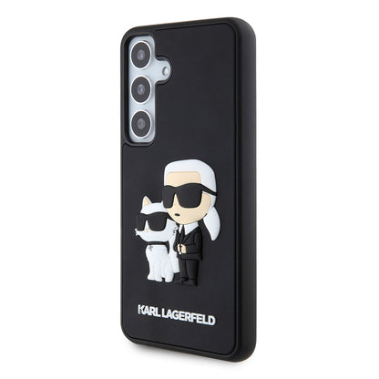 Tok Samsung Galaxy S24 S921-hez, Karl Lagerfeld, 3D Rubber Karl & Choupette, Fekete