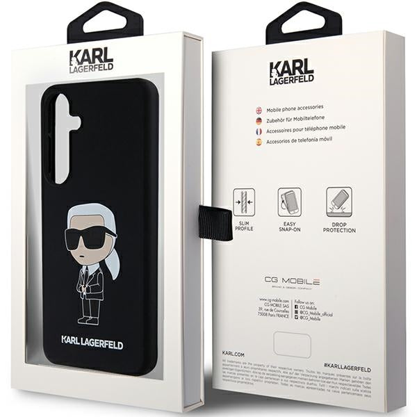 Tok Samsung Galaxy S24 S921-hez, Karl Lagerfeld, Ikonik NFT szilikon, Fekete