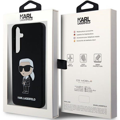 Tok Samsung Galaxy S24 S921-hez, Karl Lagerfeld, Ikonik NFT szilikon, Fekete