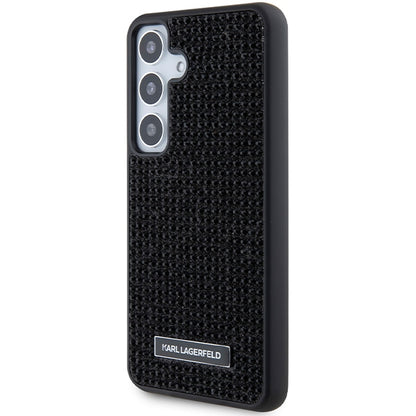 Tok Samsung Galaxy S24 S921-hez, Karl Lagerfeld, Rhinestone Metal Plate, Fekete