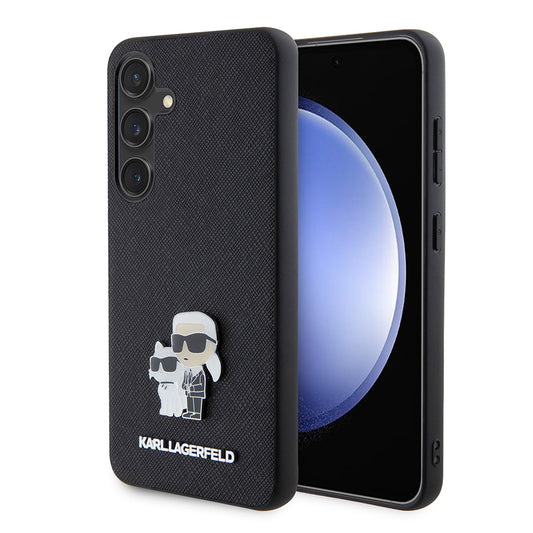Tok Samsung Galaxy S24 S921-hez, Karl Lagerfeld, Saffiano Karl & Choupette Metal, Fekete