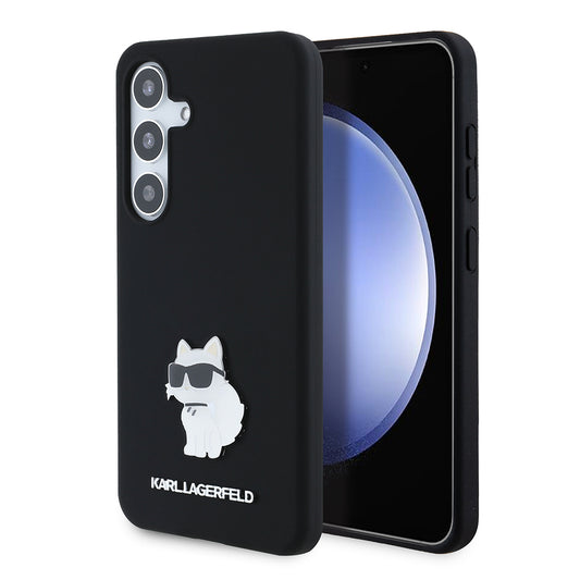 Tok Samsung Galaxy S24 S921-hez, Karl Lagerfeld, Choupette szilikon, fekete