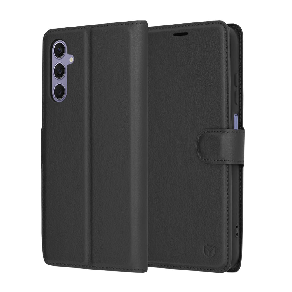 Tok Samsung Galaxy S24 S921-hez, Techsuit, bőr folio, fekete