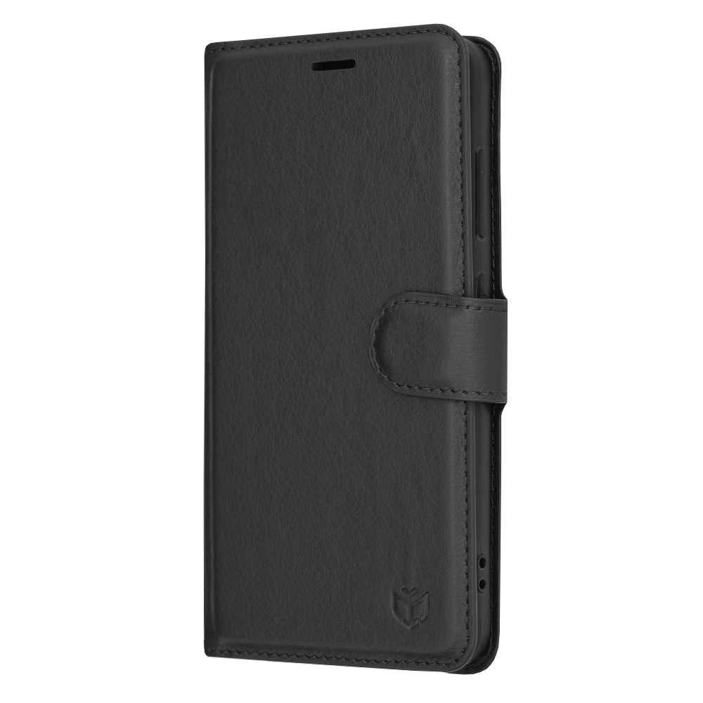 Tok Samsung Galaxy S24 S921-hez, Techsuit, bőr folio, fekete