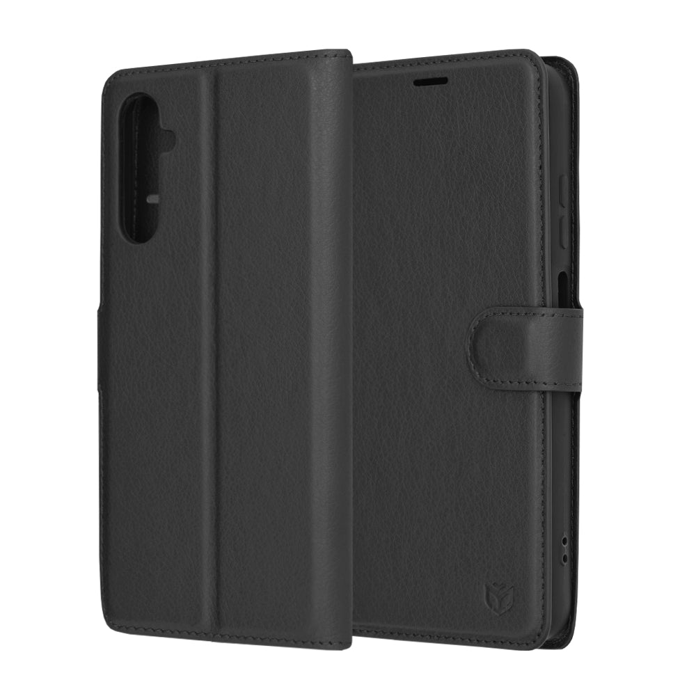 Tok Samsung Galaxy S24 S921-hez, Techsuit, bőr folio, fekete