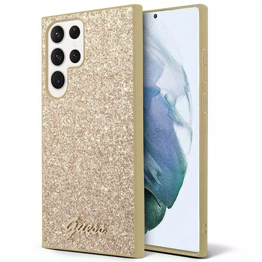 Tok Samsung Galaxy S24 Ultra S928-hoz, Guess, Glitter Script, Arany
