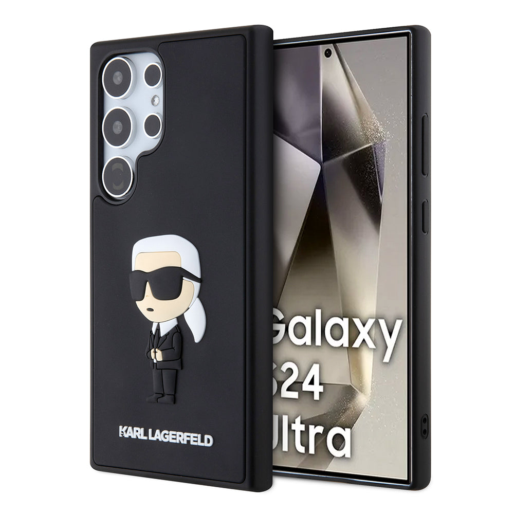 Tok a Samsung Galaxy S24 Ultra S928-hoz, Karl Lagerfeld, 3D Rubber Ikonik Karl, Fekete