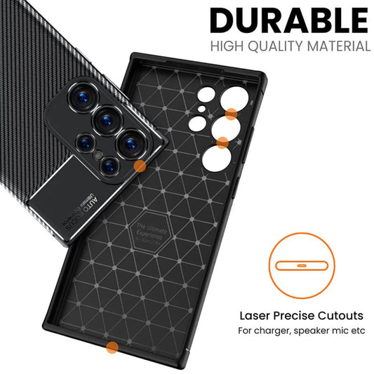 Tok Samsung Galaxy S24 Ultra S928-hoz, Techsuit, CarbonFiber, Fekete