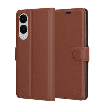 Tok Samsung Galaxy S25 Edge S937-hez, Techsuit, bőr folio, barna
