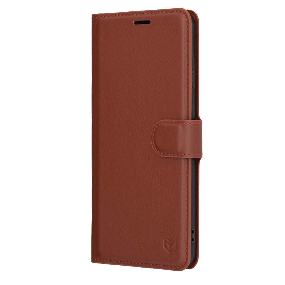 Tok Samsung Galaxy S25 Edge S937-hez, Techsuit, bőr folio, barna