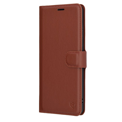 Tok Samsung Galaxy S25 Edge S937-hez, Techsuit, bőr folio, barna