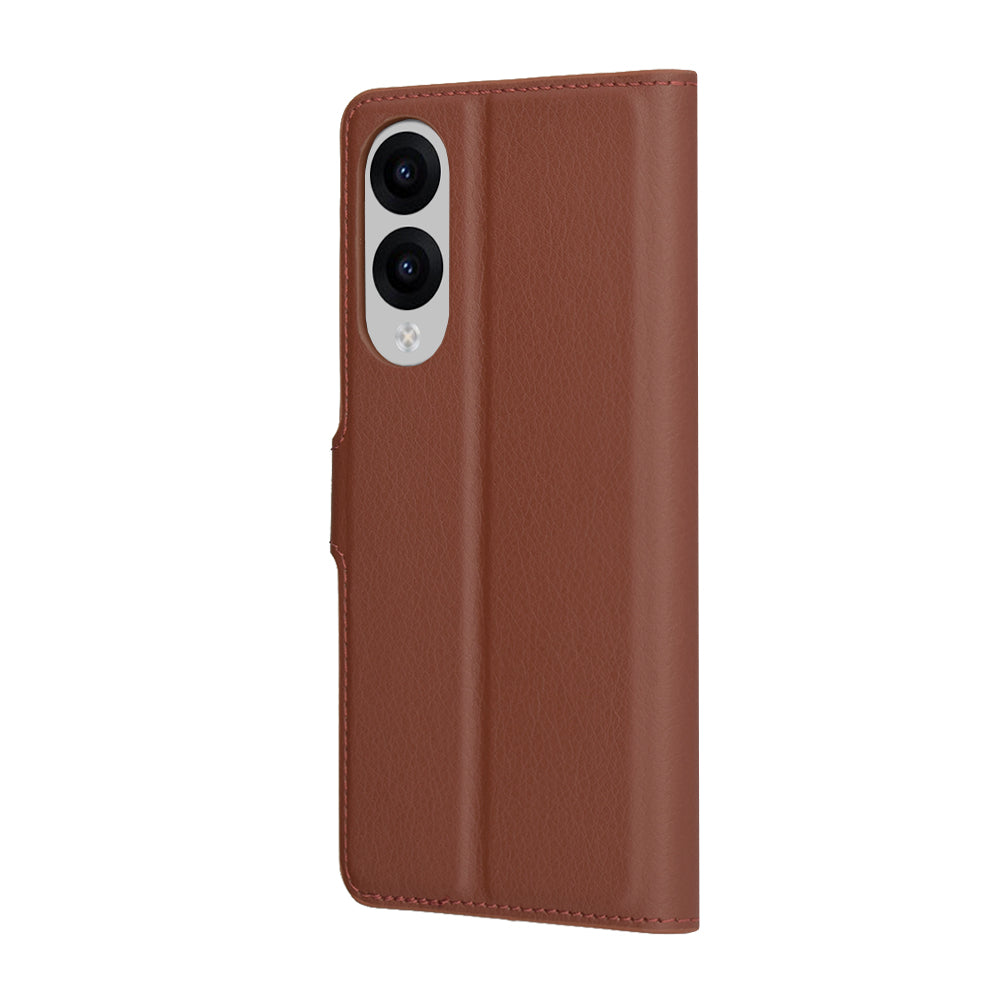 Tok Samsung Galaxy S25 Edge S937-hez, Techsuit, bőr folio, barna