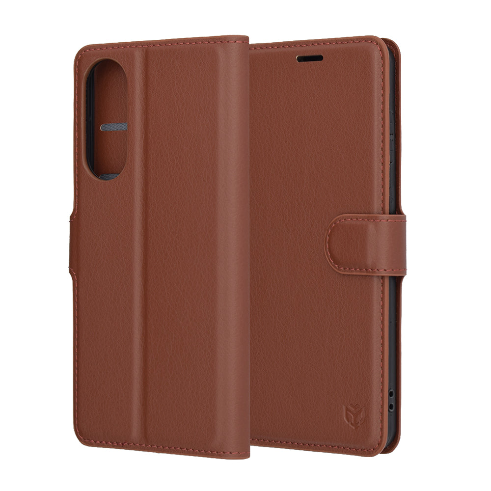 Tok Samsung Galaxy S25 Edge S937-hez, Techsuit, bőr folio, barna