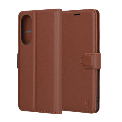 Tok Samsung Galaxy S25 Edge S937-hez, Techsuit, bőr folio, barna