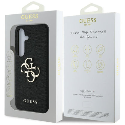 Tok Samsung Galaxy S25+ S936-hoz, Guess, 4G Grained Big and Classic Logo, Fekete