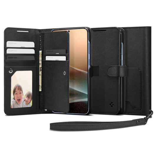 Tok Samsung Galaxy S25+ S936-hoz, Spigen, Wallet S, Fekete ACS09125