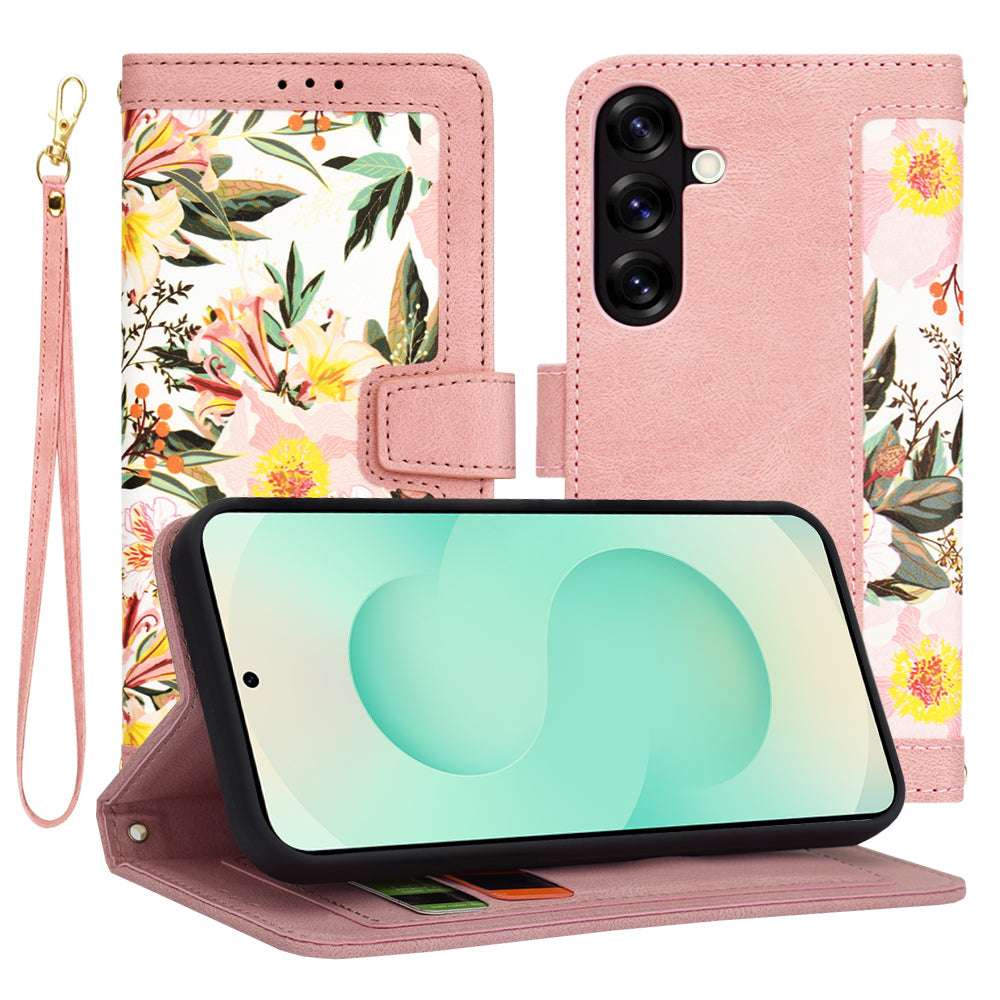 Tok Samsung Galaxy S25+ S936-hoz, Techsuit, FlipCraft, Rózsaszín