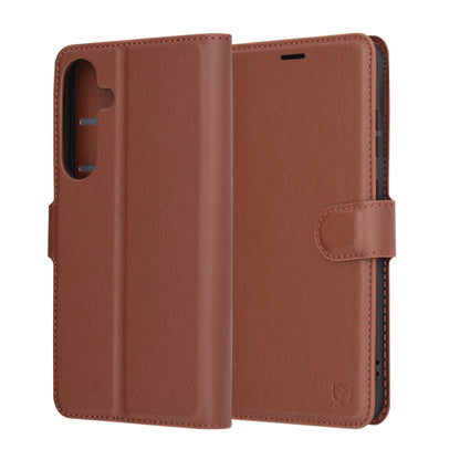 Tok Samsung Galaxy S25+ S936-hoz, Techsuit, bőr folio, barna