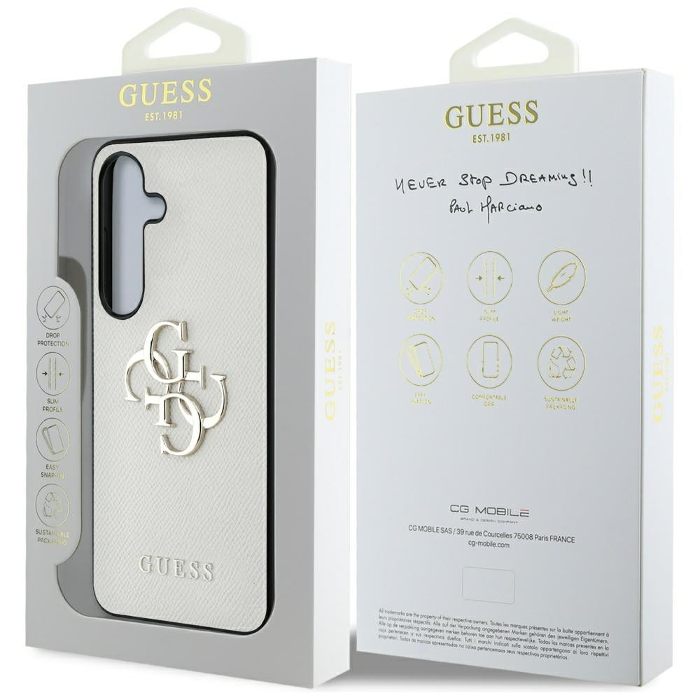 Tok Samsung Galaxy S25 S931-hez, Guess, 4G Grained Big and Classic Logo, Bézs
