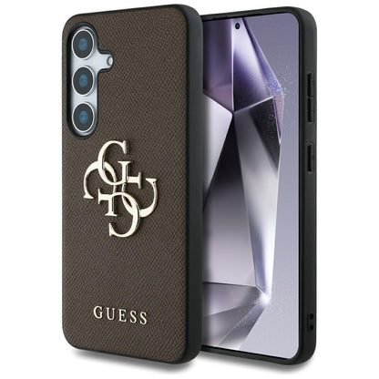Tok Samsung Galaxy S25 S931-hez, Guess, 4G Grained Big and Classic Logo, Barna