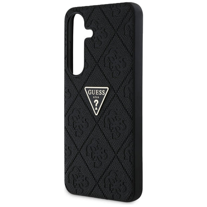 Tok Samsung Galaxy S25 S931-hez, Guess, Grained Hot Stamp 4G Triangle, Fekete
