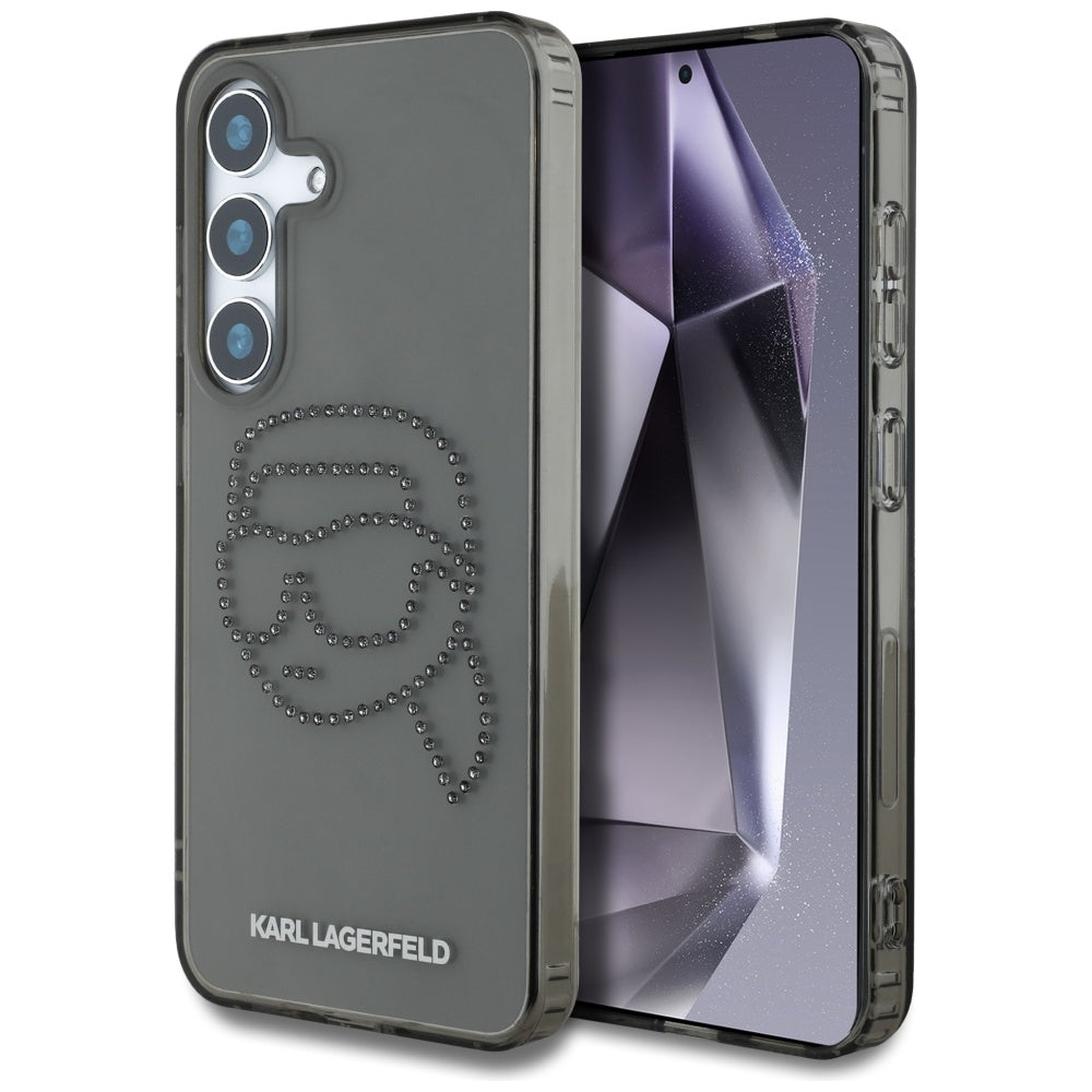 Tok Samsung Galaxy S25 S931-hez, Karl Lagerfeld, IML Rhinestones Karl's Head, Fekete