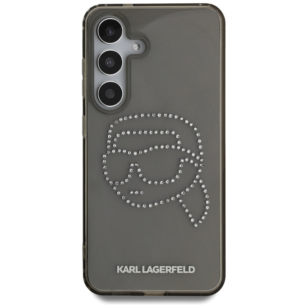 Tok Samsung Galaxy S25 S931-hez, Karl Lagerfeld, IML Rhinestones Karl's Head, Fekete