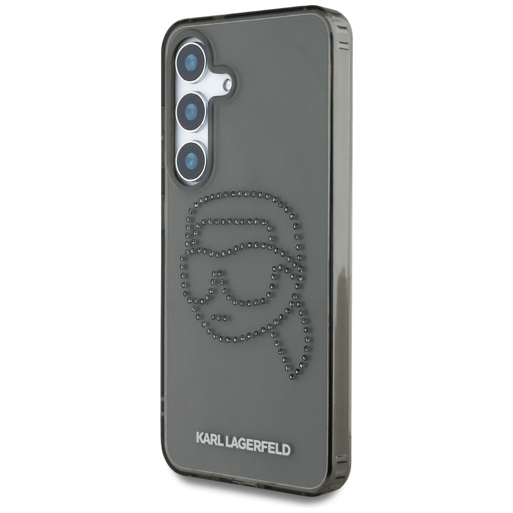 Tok Samsung Galaxy S25 S931-hez, Karl Lagerfeld, IML Rhinestones Karl's Head, Fekete