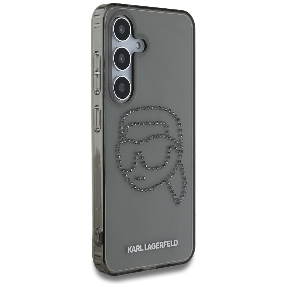 Tok Samsung Galaxy S25 S931-hez, Karl Lagerfeld, IML Rhinestones Karl's Head, Fekete