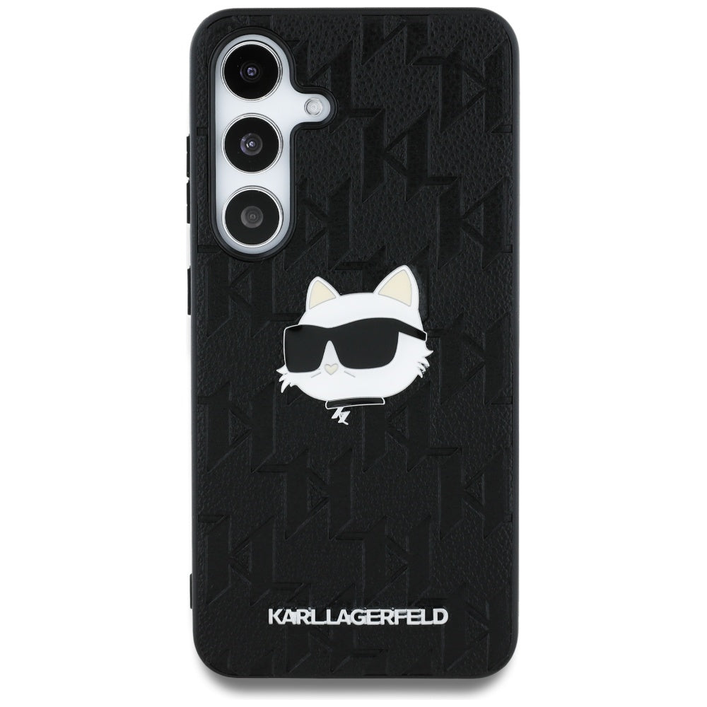 Tok Samsung Galaxy S25 S931-hez, Karl Lagerfeld, Monogram Choupette's Head, Fekete
