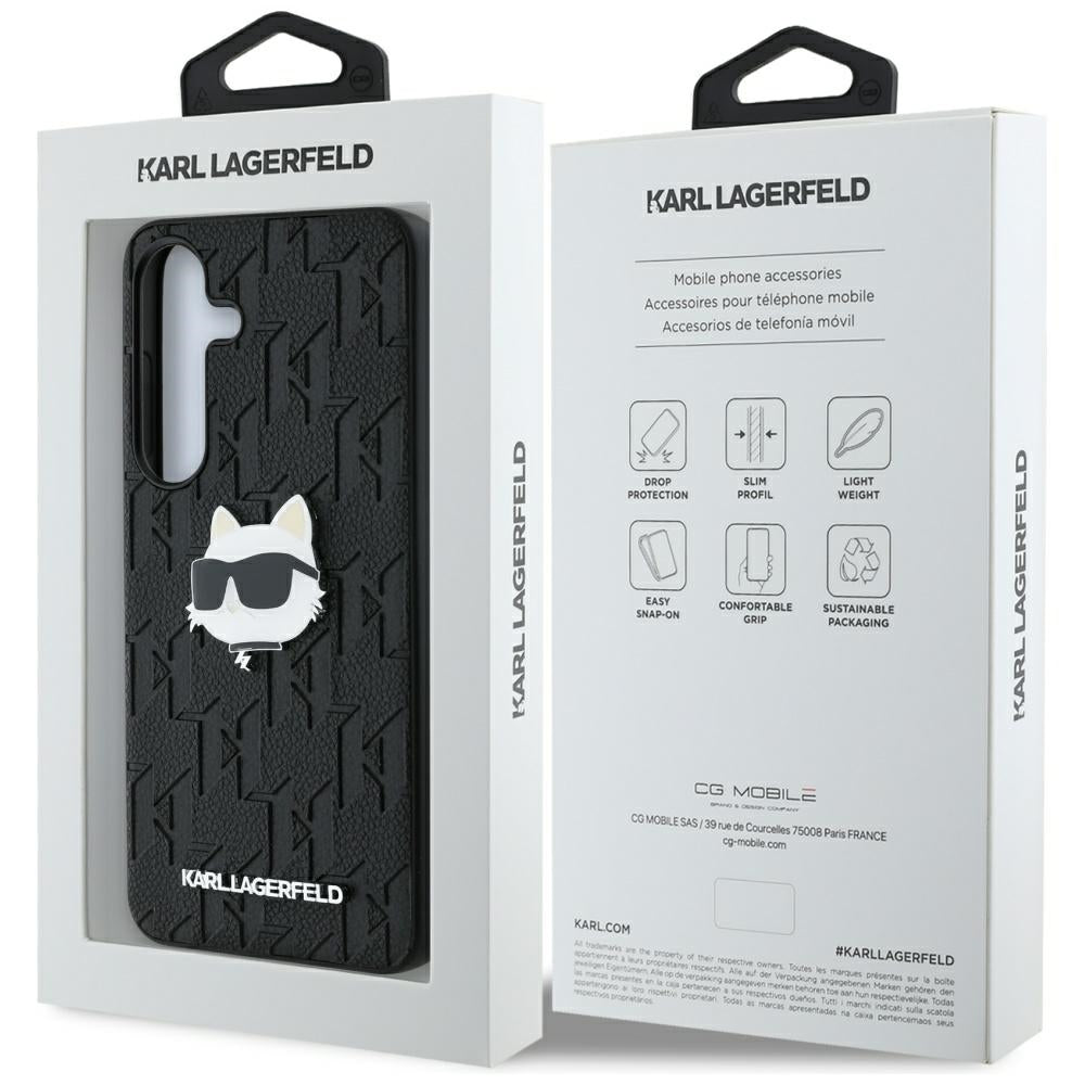 Tok Samsung Galaxy S25 S931-hez, Karl Lagerfeld, Monogram Choupette's Head, Fekete