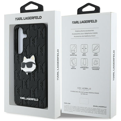 Tok Samsung Galaxy S25 S931-hez, Karl Lagerfeld, Monogram Choupette's Head, Fekete