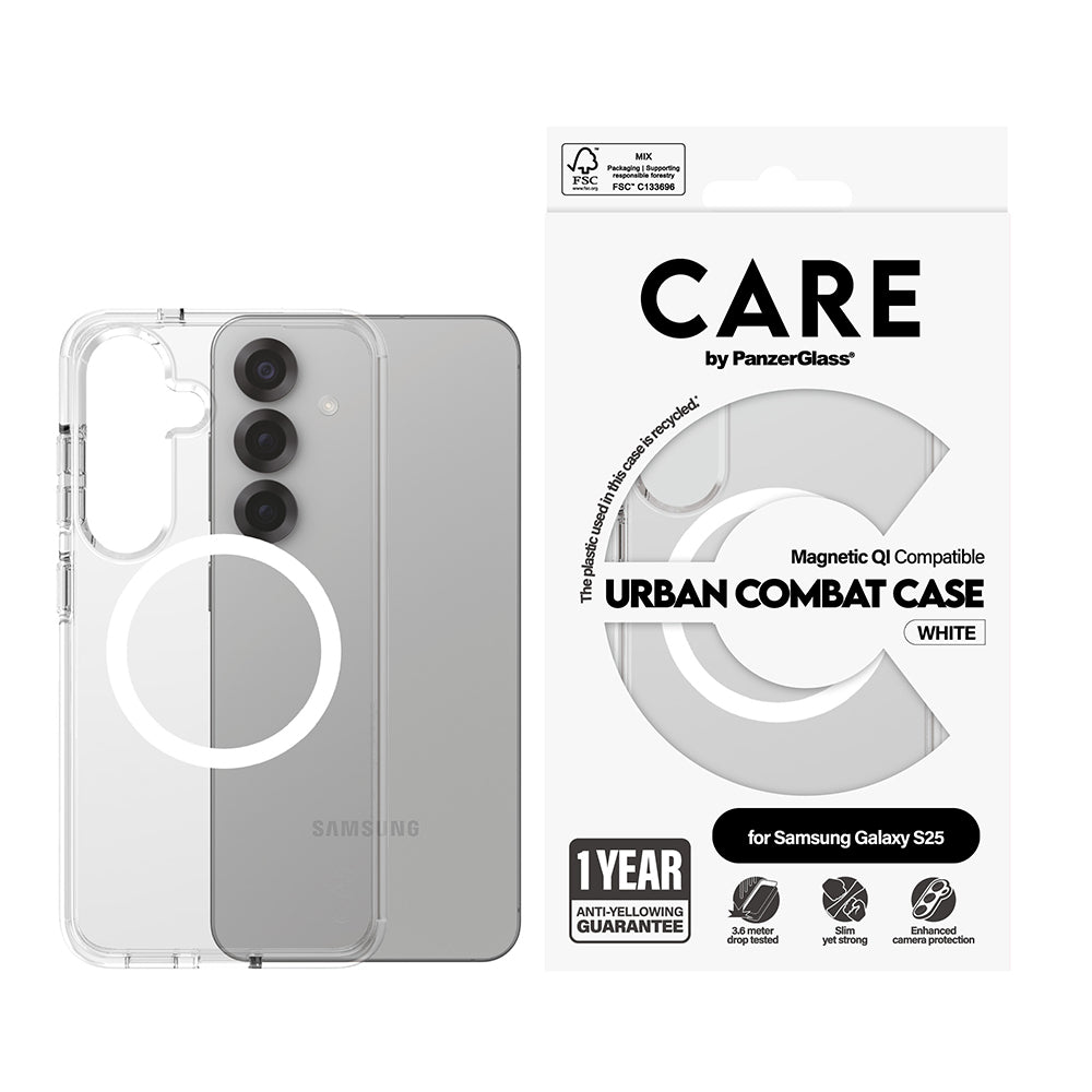 Tok Samsung Galaxy S25 S931-hez, PanzerGlass, Care Urban Combat, Átlátszó Fehér