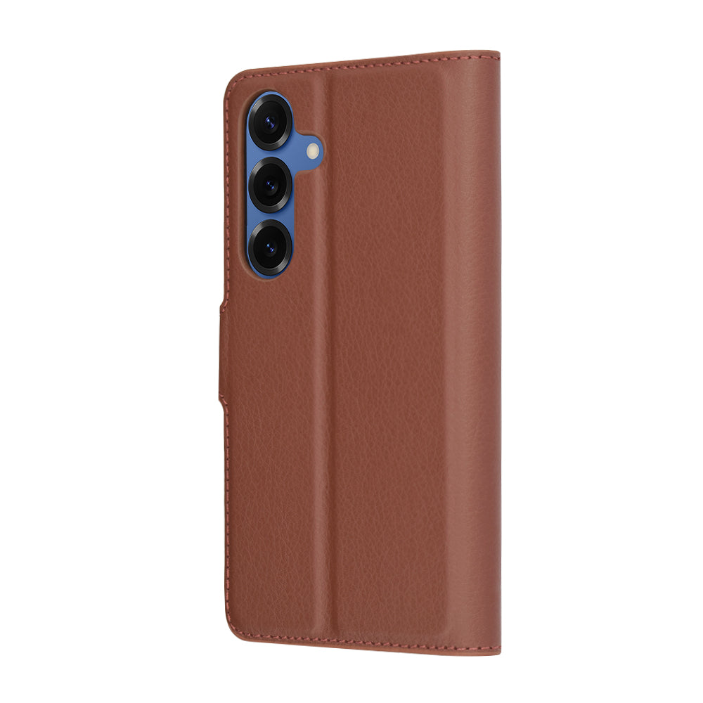 Tok Samsung Galaxy S25 S931-hez, Techsuit, bőr folio, barna