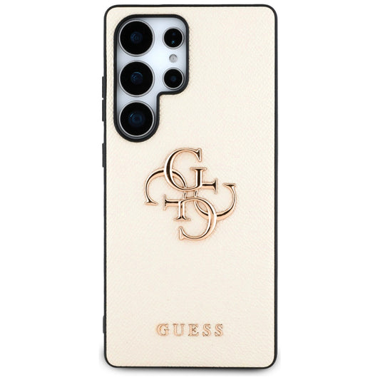 Tok Samsung Galaxy S25 Ultra S938-hoz, Guess, 4G Grained Big and Classic Logo, Bézs