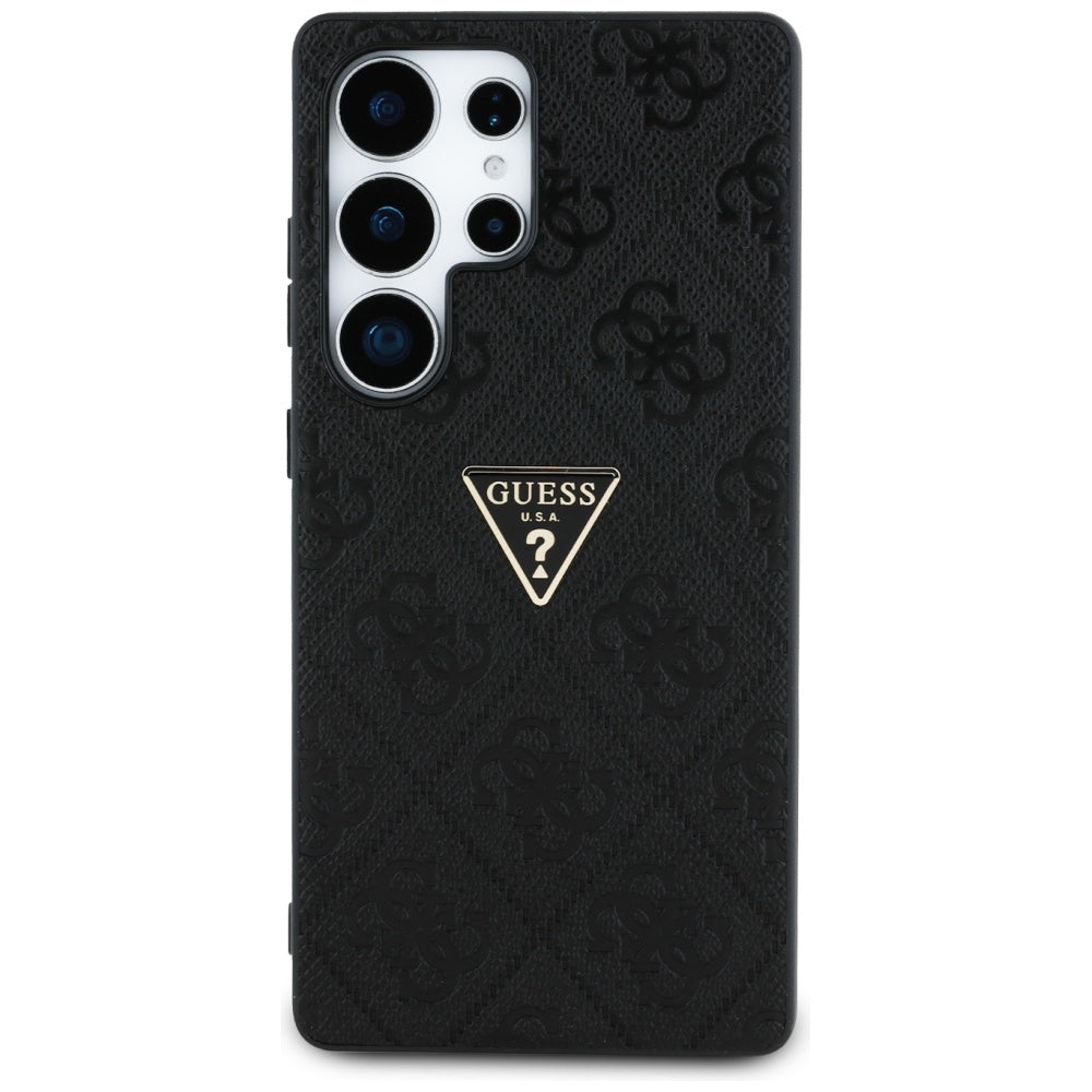 Tok Samsung Galaxy S25 Ultra S938-hoz, Guess, Grained Hot Stamp 4G Triangle, Fekete
